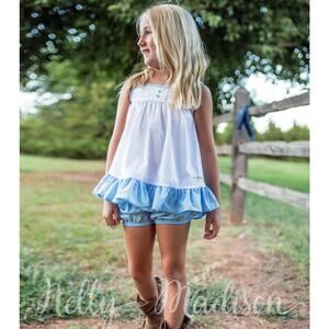NWT Nelly Madison Carolina Shore Tunic Set Blue White Size 3 Bloomers USA Made